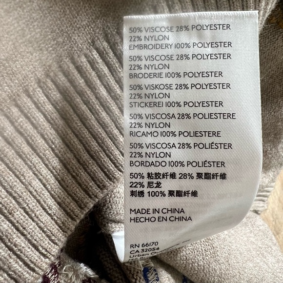 Anthropologie Beige multicolor Embroidered Sweater Skirt Size Small - Picture 7 of 8